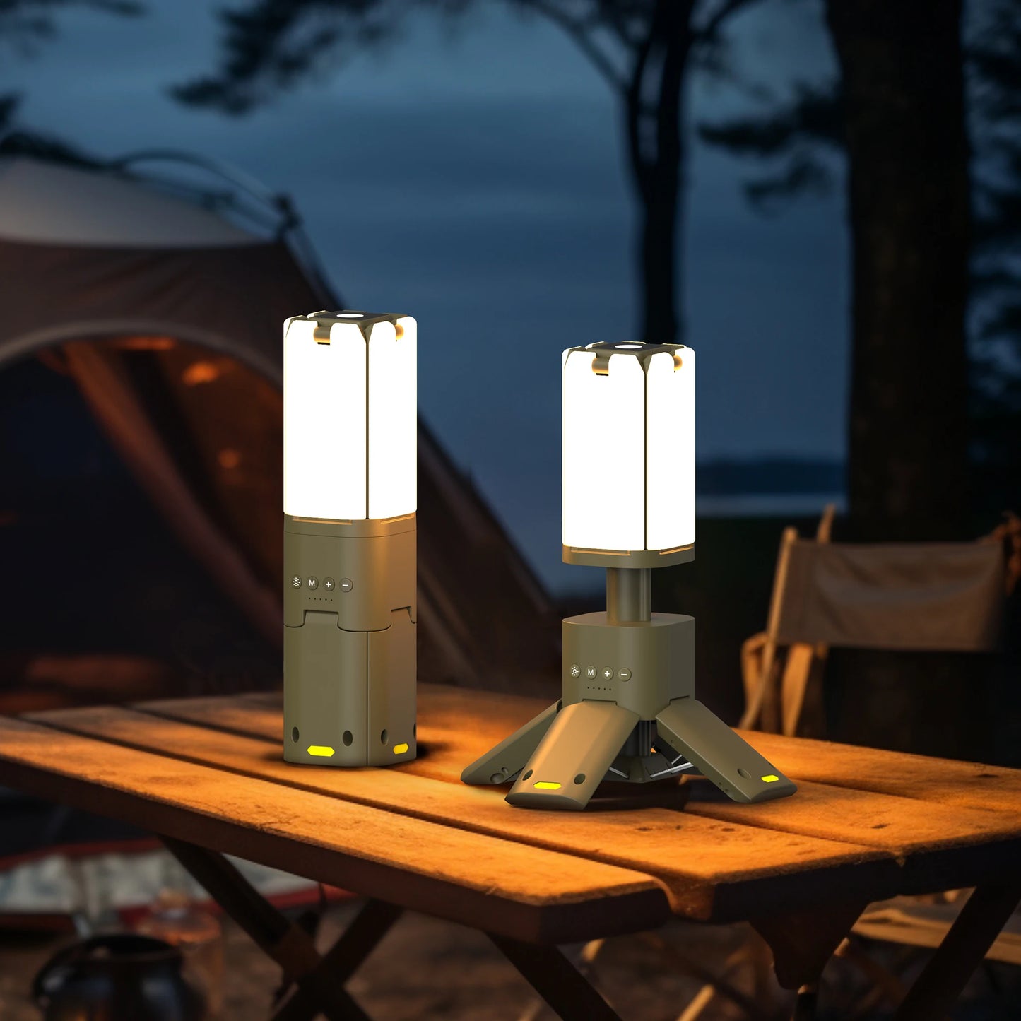 Linterna telescópica LED superbrillante de 4 hojas para acampar, hacer senderismo y aventuras al aire libre