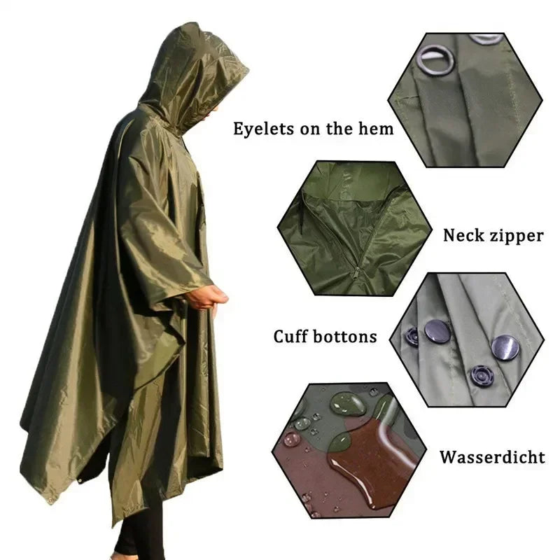 Multifunctional Waterproof Tactical Military Poncho - Men/Women