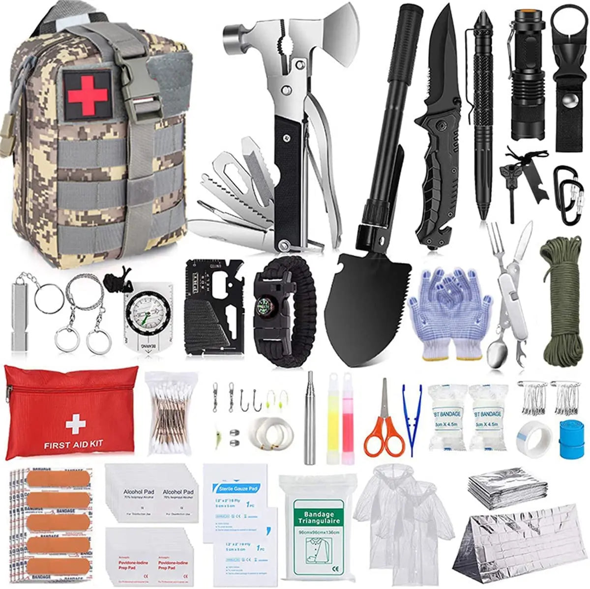 Survival Kit da 105 Pezzi con Borsa MOLLE