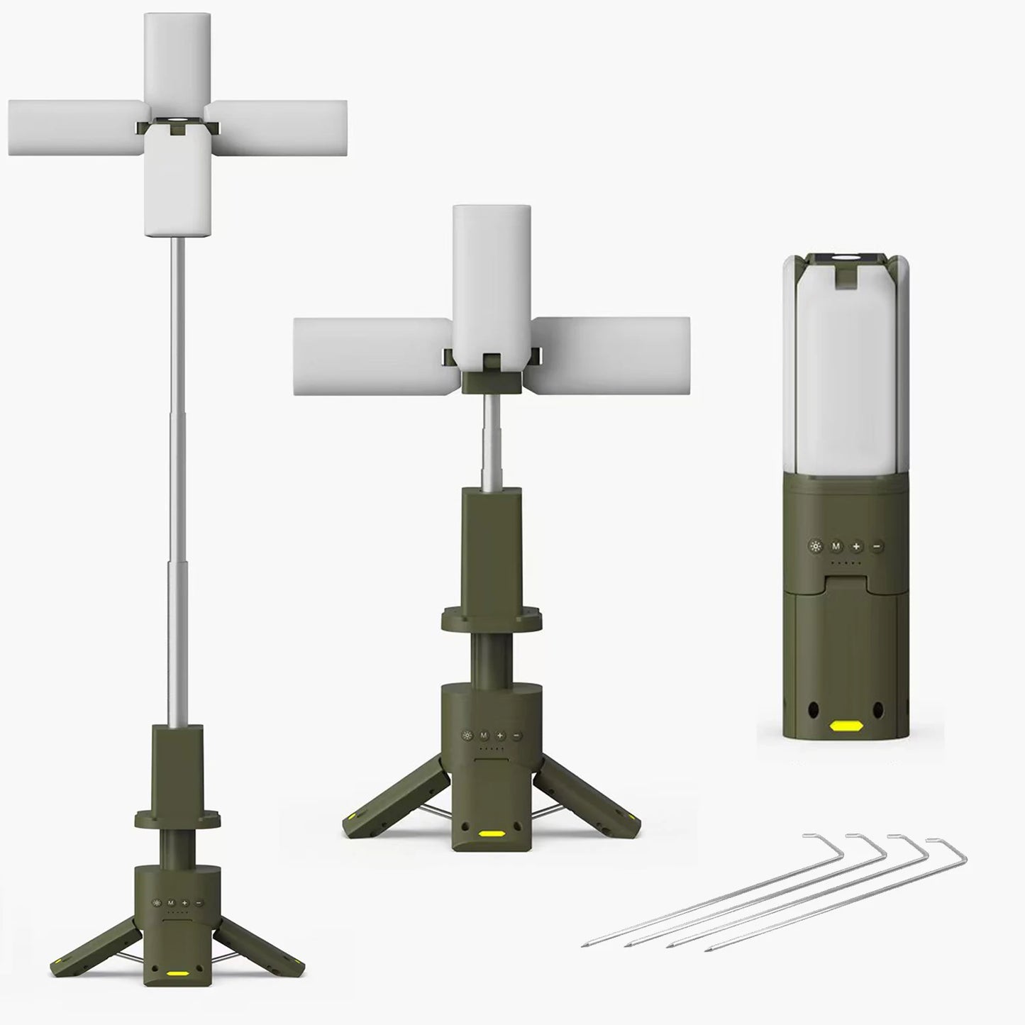 Linterna telescópica LED superbrillante de 4 hojas para acampar, hacer senderismo y aventuras al aire libre