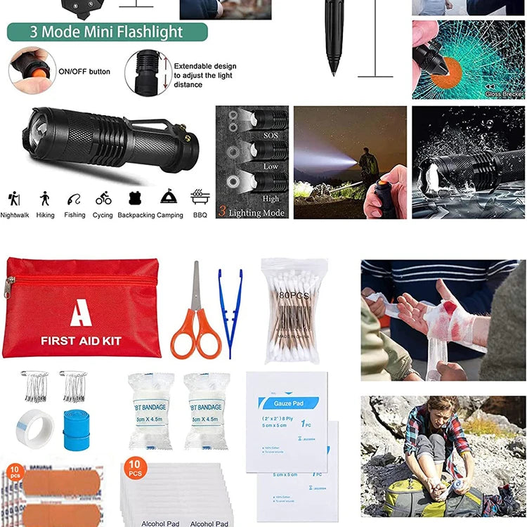 Survival Kit da 105 Pezzi con Borsa MOLLE
