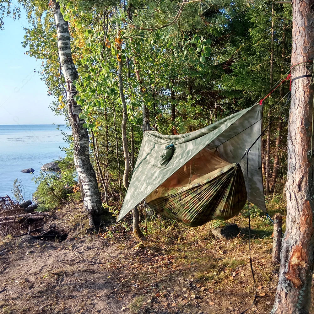 Hamac de camping - Avec moustiquaire intégrée et housse imperméable